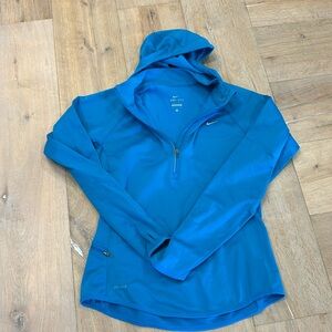 NIKE Dri Fit Fleece Hoodie 1/4 Zip Athletic Aqua Blue Pullover Women’s SZ Medium